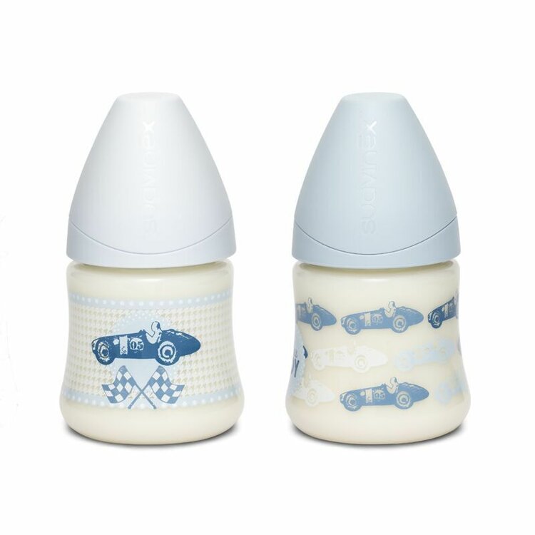 SUAVINEX Fľaša dojčenská 150 ml S T1S Toys - modré autá