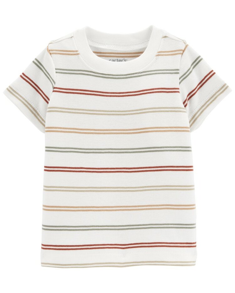 CARTER'S Set 2dielny tričko kr. rukáv, kraťasy na traky Brown&Color Stripes chlapec 3m