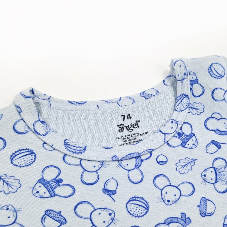 LITTLE ANGEL Body tričko šmyk s potlačou Outlast® 68 sv.ľadovo modrá myšky
