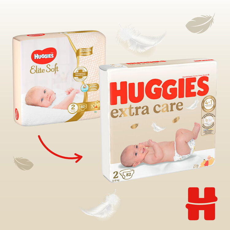 HUGGIES® Extra Care plienky jednorazové 2 (3-6 kg) 164 ks