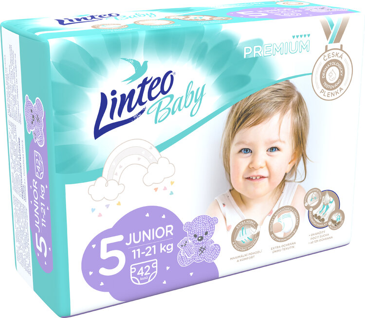 LINTEO BABY Premium Plienky jednorazové 5 JUNIOR (11-21 kg) 42 ks