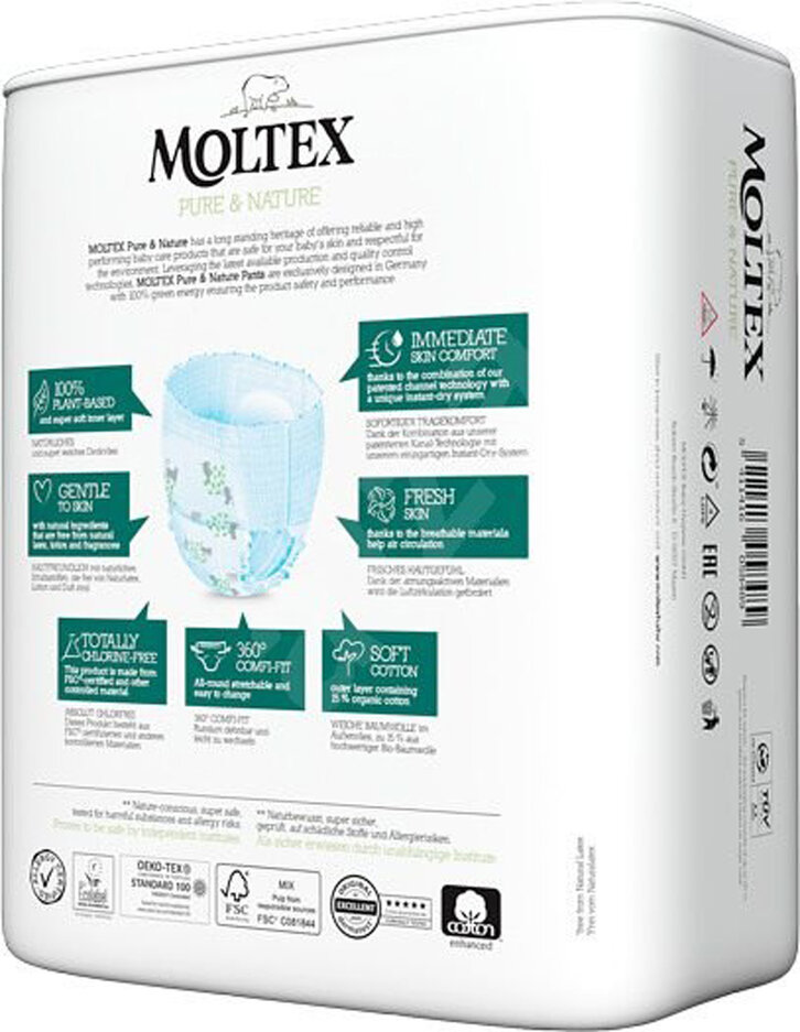 2x MOLTEX Pure&Nature Nohavičky plienkové jednorázové 4 Maxi (7-12 kg) 22 ks