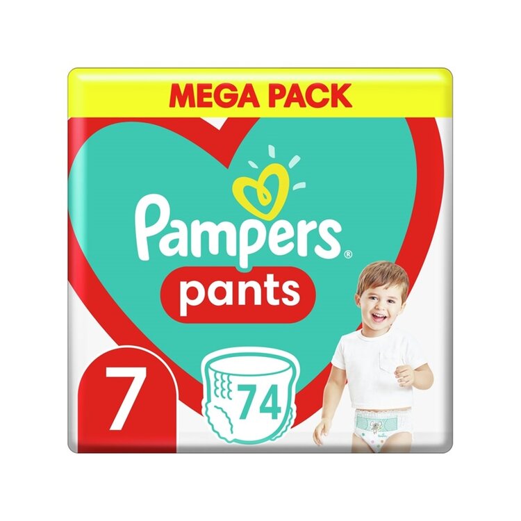 PAMPERS Pants Nohavičky plienkové jednorazové 7 (17 kg+) 74 ks - MEGA PACK