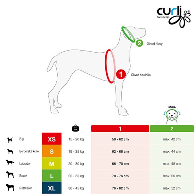 CURLI Postroj pre psov Belka Red L, 25-35 kg