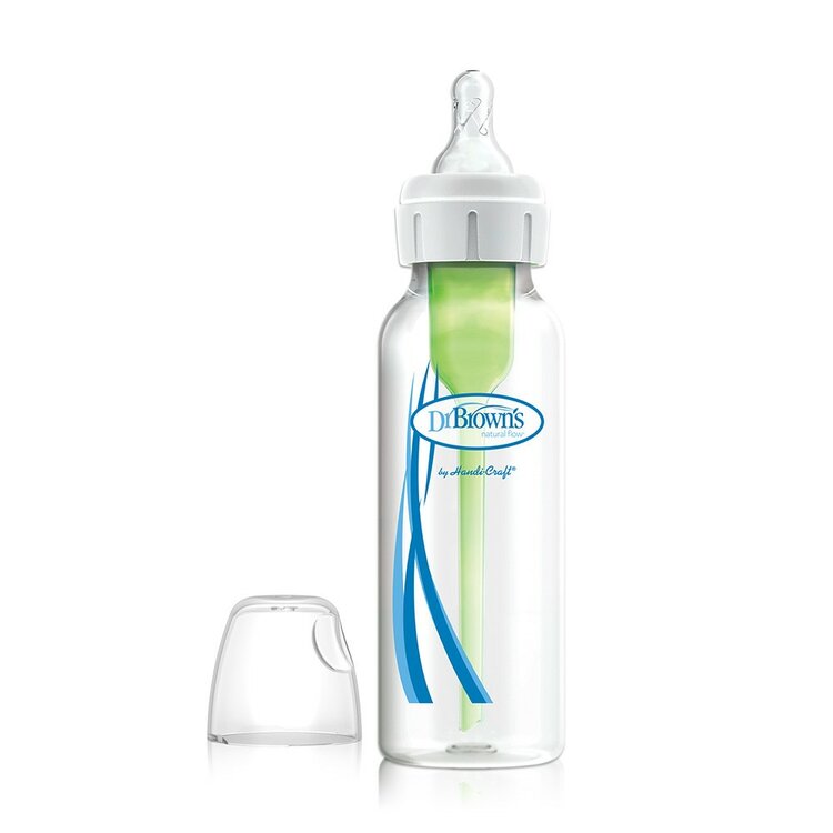 DR.BROWN'S Set fľaša plast 250ml + Cumeľ FreshFirst + Prstová zubná kefka