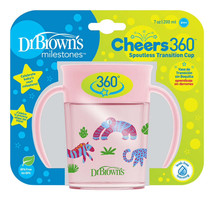 DR.BROWN'S Hrnček Cheers360 6m+ 200 ml, ružový