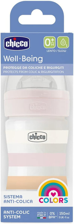 CHICCO Fľaša dojčenská Well-being silikón 150 ml dievča