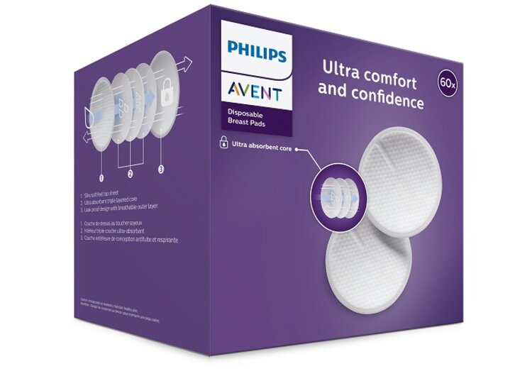 Philips AVENT Chránič prsných bradaviek M + ster. obal + Vložky do podprsenky jednorazové 60 ks