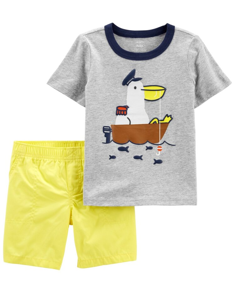 CARTER'S Set 2dielny tričko kr. rukáv, nohavice kr. Pelican chlapec 3 m, veľ. 62