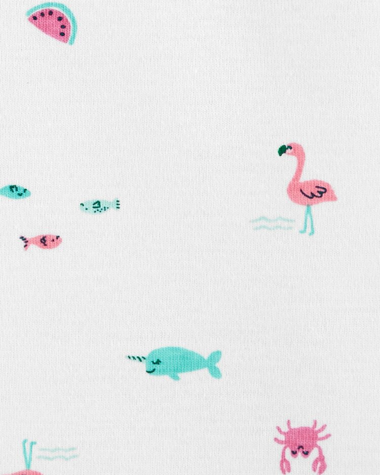 CARTER'S Set 3dielny body, tričko krátky rukáv, nohavice Flamingo dievča LBB 12 m /veľ. 80