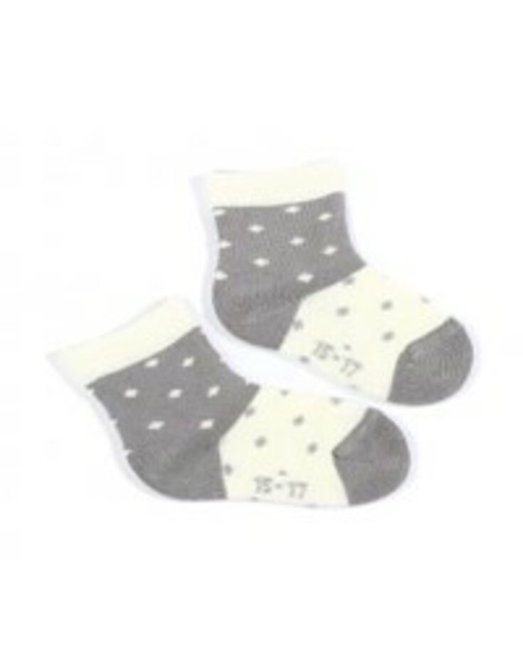 WOLA Ponožky dojčenské bavlnené so vzorom dievča White Grey 12-15